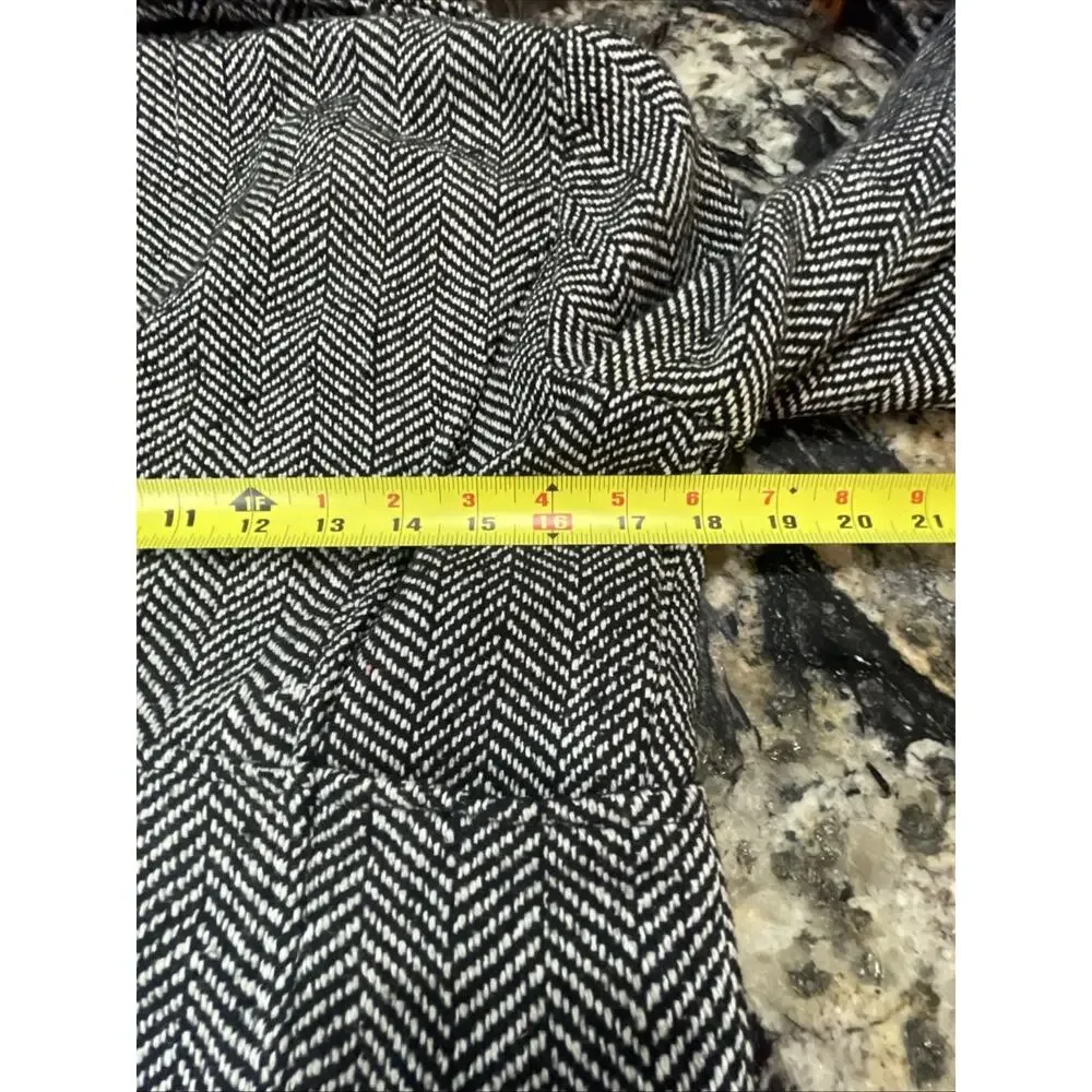 Y2K Wet Seal Herringbone Wool Blend Pea Coat Jacket Black White Herringbone‎ XL